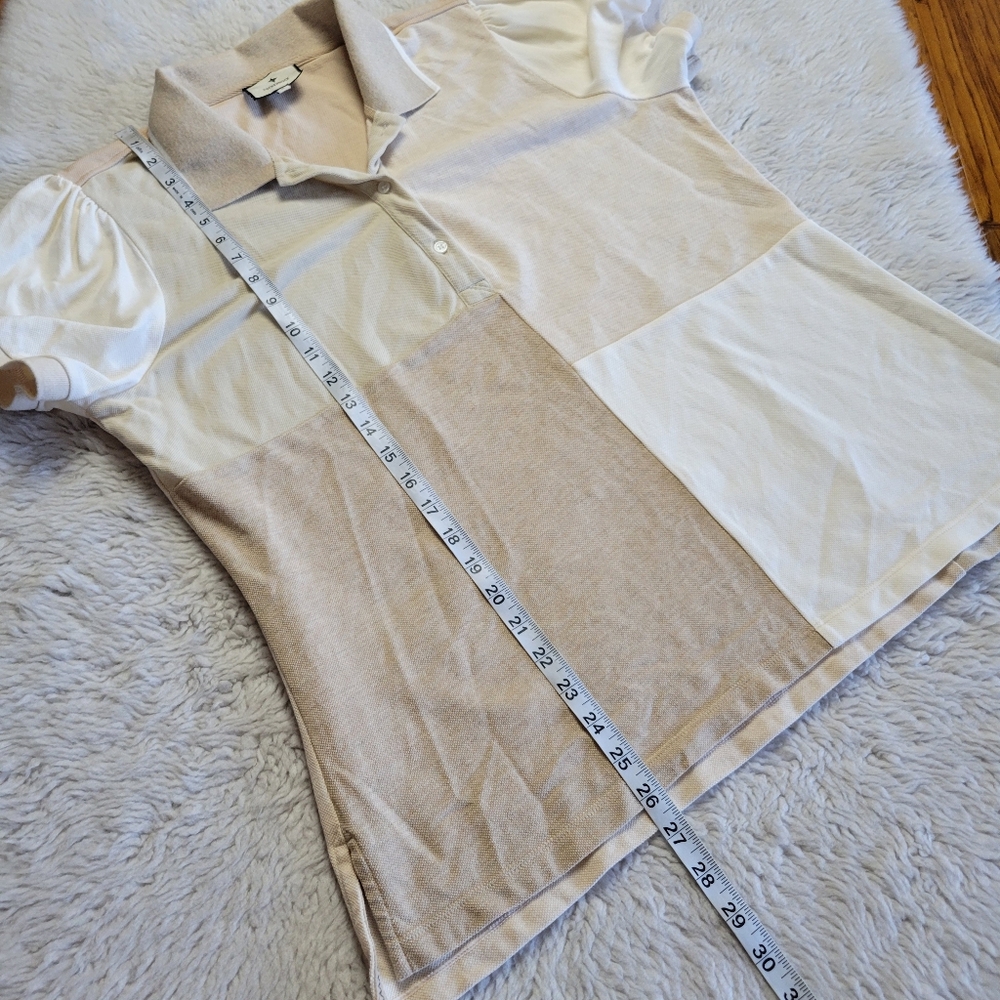 Tuckernuck Pique Puff Sleeve Peggy Polo Shirt Women's XL Sandstone Short Sleeve - Picture 8 of 8